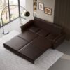 Pull Out Sofa Bed, 3 In 1 Faux Leather Convertible Sleeper Sofa With Nailhead Trim & Rolled Arm Multifunctional Sofa Bed For Living Room - Dark Brown - Image 4