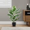 27" Tall, Artificial Plant, Rubber, Indoor, Faux, Fake, Table, Greenery, Potted, Real Touch, Decorative - Green / Black - Image 4
