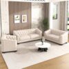 Upholstered 3 Piece Sofa Set With Legs - Beige - Image 8