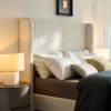 Harper - Queen Size Tall Headboard Upholstered Bed 54" High - Cream White - Image 6