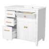 Modern Bathroom Vanity With Ceramic Sink, Freestanding, One Tip - Out Drawer, 3 Side Drawers, Adjustable Shelf - White - Image 10