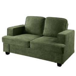 Modern Loveseat, Comfortable 2 Seater Couch With Deep Seating And High Density Foam, Loose Back Cushions, Wide Arms - Green