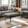 Upholstered Cocktail Ottoman With Slide Tray - Multi - Image 6