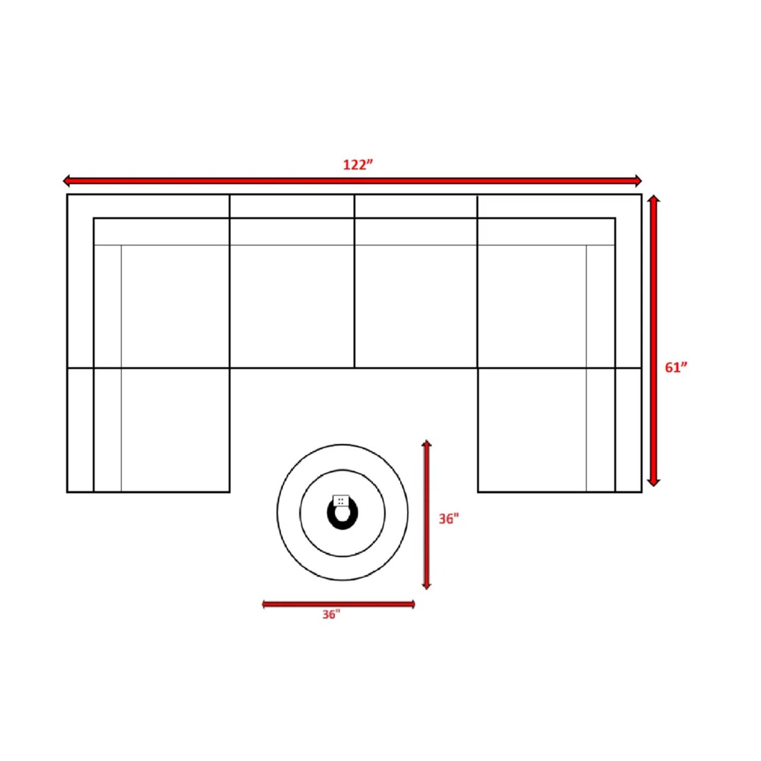 Outdoor 7 Piece Sectional Seating Group With Cushions And Fire Pit - Gray / Navy - Image 3