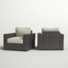 Outdoor Armchairs With Cushions (Set of 2) - Espresso / Gray - Image 4