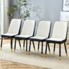 Modern 2 Tone Dining Chairs With Gold Decorated Legs Metal Legs, (Set of 4) - White / Black - Image 4