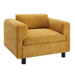 Modern Oversized Armchair Comfy Accent Chair Single Sofa For Living Room Bedroom Office Apartment, Woven Velvet Fabric - Yellow