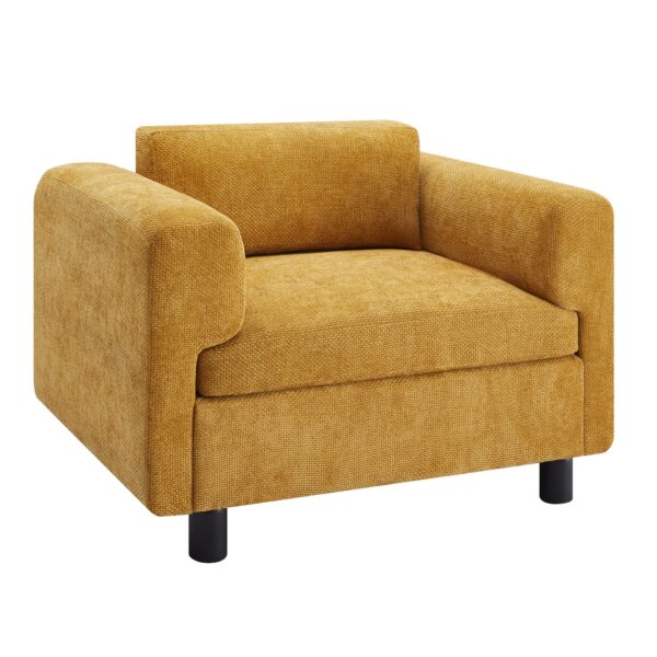 Modern Oversized Armchair Comfy Accent Chair Single Sofa For Living Room Bedroom Office Apartment, Woven Velvet Fabric - Yellow