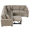 L-Shape Sofa Bed Pull-Out Sleeper Sofa With Wheels, USB Ports, Power Sockets For Living Room - Khaki - Image 15
