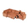 L Shaped Convertible Sofa Bed With Pull Out Bed, Cup Holders, And Storage - Orange - Image 21