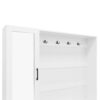 Entryway Bench With Integrated Shoe Cabinet, 3 In 1 Design And Mirrored Cabinet Door, Hall Tree With 4 Sturdy Hooks And Foldable Seat For Entrance, Living Room - White - Image 20