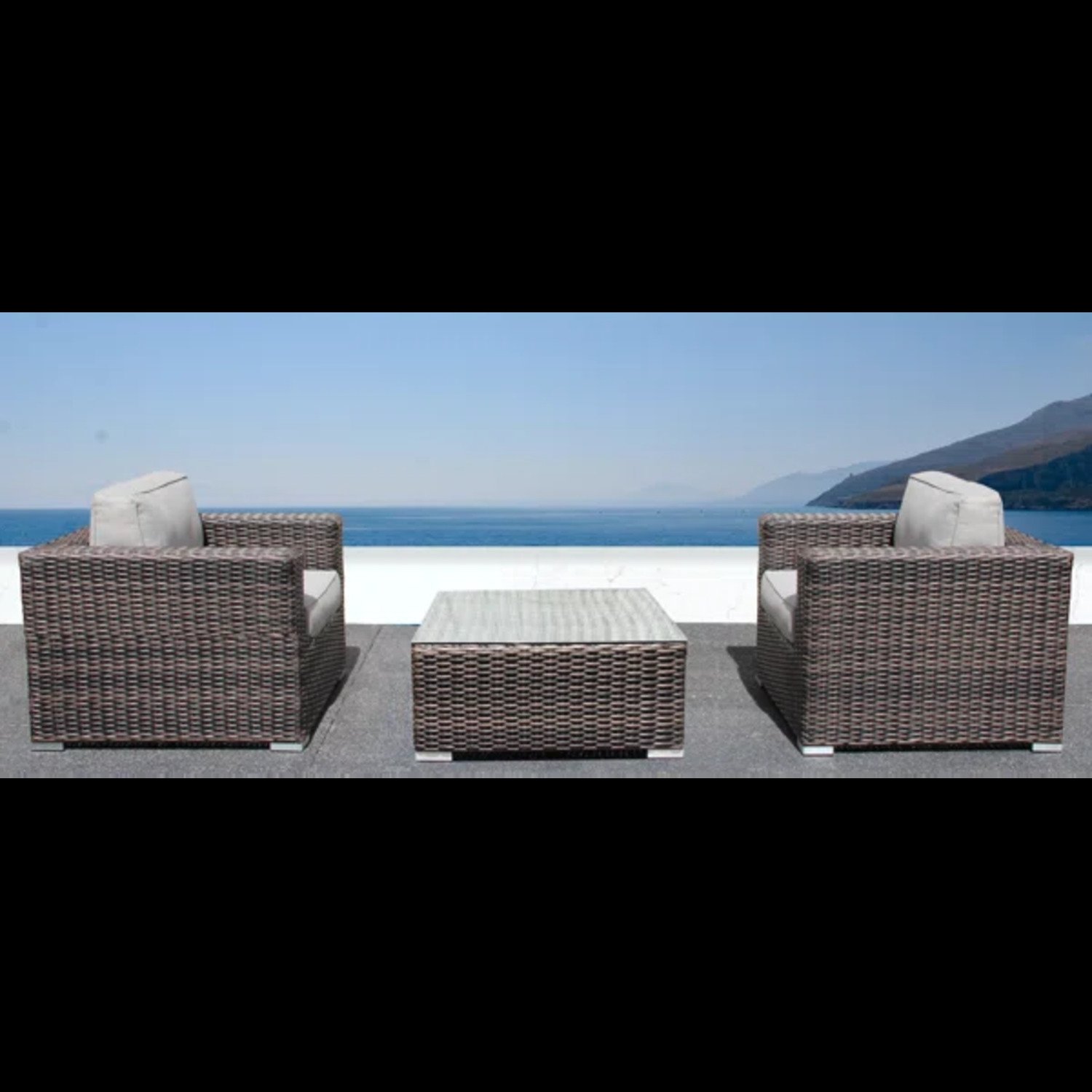 2 Person Seating Set With Cushions - Dark Brown / Gray - Image 2