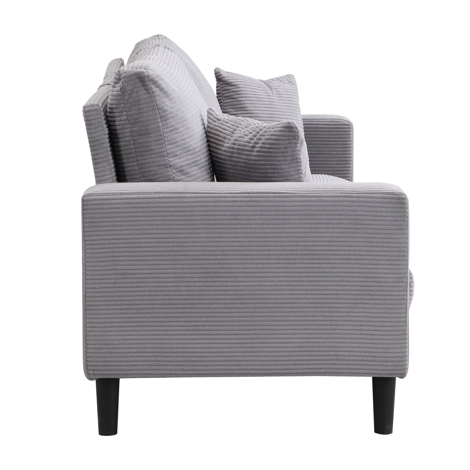 Modern Upholstered 3 Seater Sofa, High Resilience With Wooden Frame - Light Gray - Image 6