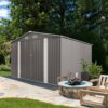 Large Metal Garden Shed With Double Door And Windows Waterproof Tool Shed - Gray - Image 10