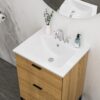 Modern Rectangular Single Vanity Top With Overflow And 3 Faucet Holes - White - Image 2