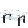 Modern Tempered Glass Coffee Table With 2 Layers And Waterfall Edges For Living Room - Transparent - Image 3