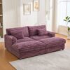 Oversized Double Chaise Lounge Sofa Bed With USB Ports & Cup Holders - Wine Red - Image 10