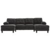 U Shaped Sectional Sofa Couch With Dual Chaise Lounges, Storage Pockets, Armrest Pillows - Black - Image 10