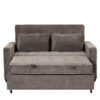 Upholstered Sleeper Bed Sofa With Dual USB Charging, Adjustable Backrest - Brown Gray - Image 11