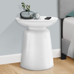 Drum Accent Side Table, Durable Construction - White