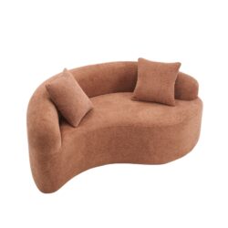 Tai Chi - Curved Dual Depth Loveseat, Full Compression Sponge Sofa - Coral
