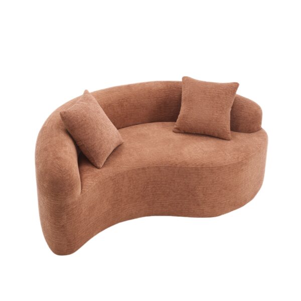 Tai Chi - Curved Dual Depth Loveseat, Full Compression Sponge Sofa - Coral