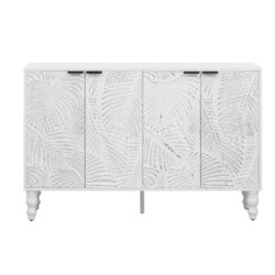 Modern TV Stand, Entertainment Center Media Console With 2 Spacious Storage Space, Solid Wood Legs And Anti-Tip Device For Living Room, Up To 43" - White