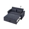 Convertible Sofa Bed Loveseat Sofa With Three USB Ports, Two Side Pockets, Two Cup Holders And 360° swivel Phone Holder For Living Room - Blue Gray - Image 18