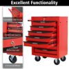 Rolling Metal Tool Chest With 7 Drawers, 20" Steel Storage Cabinet With Ball Bearing Slides - Red / Black - Image 6