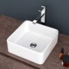 Elegant European Style Ceramic Square Vessel Bathroom Sink - White - Image 8