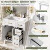 30" Bathroom Vanity With Sink, Soft Close Storage Cabinet - White - Image 6