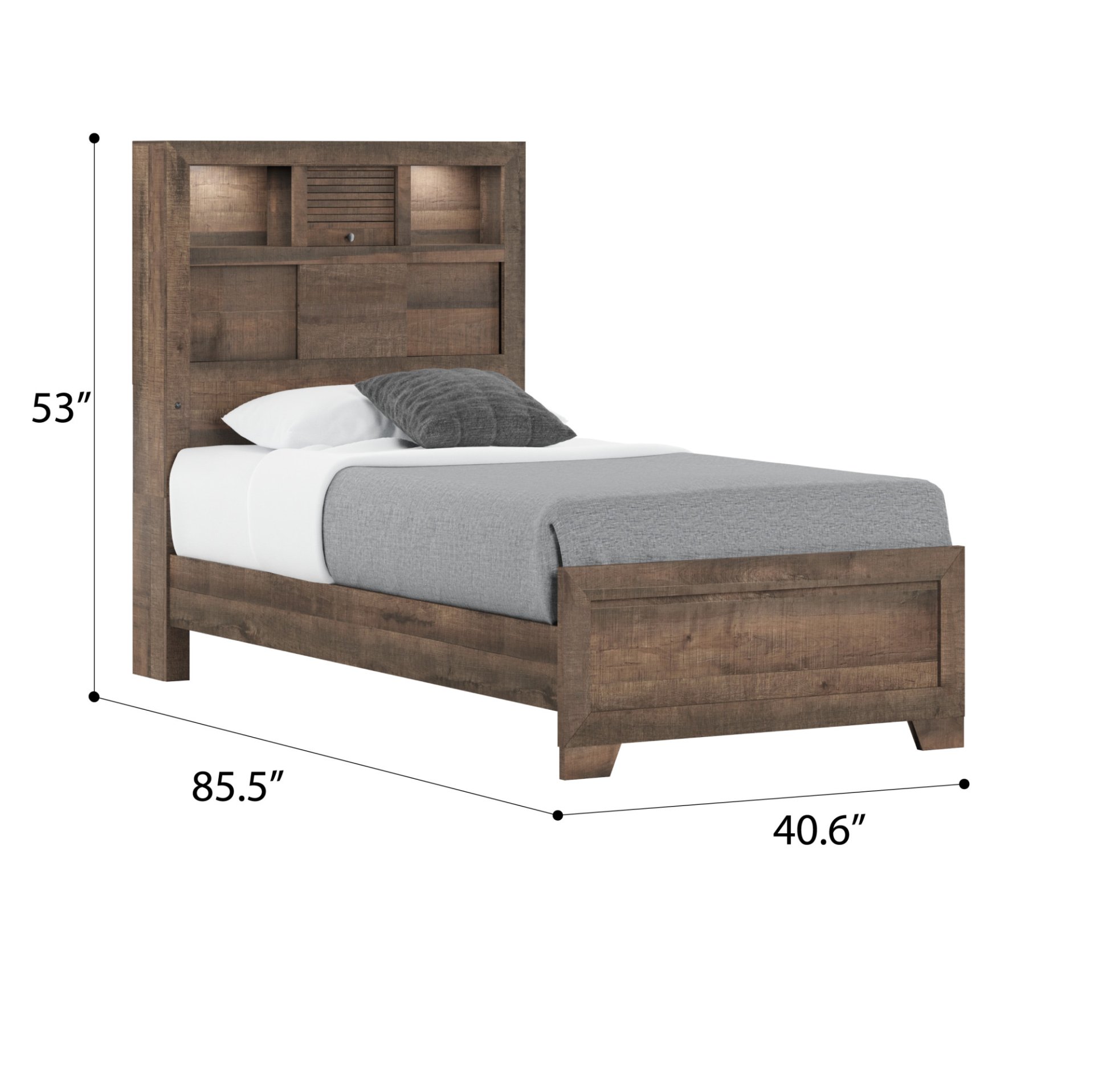 Plinz - Twin Bookcase Bed - Brown - Image 5