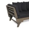 Outdoor Patio Daybed Sofa, 3 Seat Sofa With Foldable Arm 4 Back Pillows - Gray / Black - Image 14