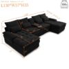 Upholstered U Shaped Sofa With Console, Cupholders, Sleeper Couch Set - Black - Image 3