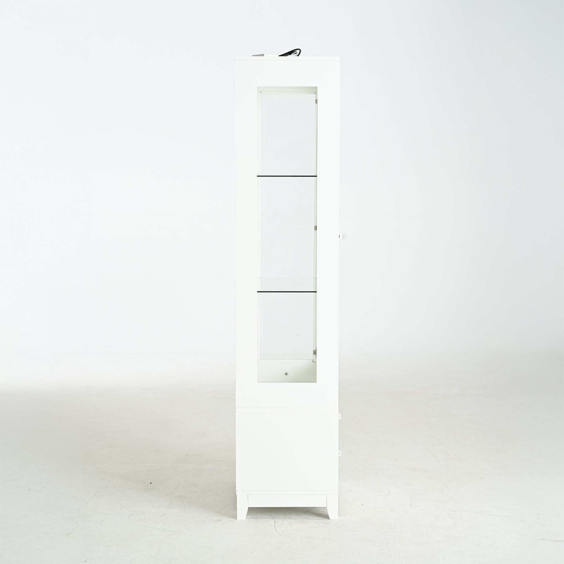 Modern Upholstered Glass Display Cabinet With Adjustable LED Light - White - Image 12