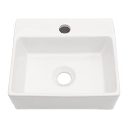 Rectangle Wall Mount Bathroom Sink With Single Faucet Hole - White