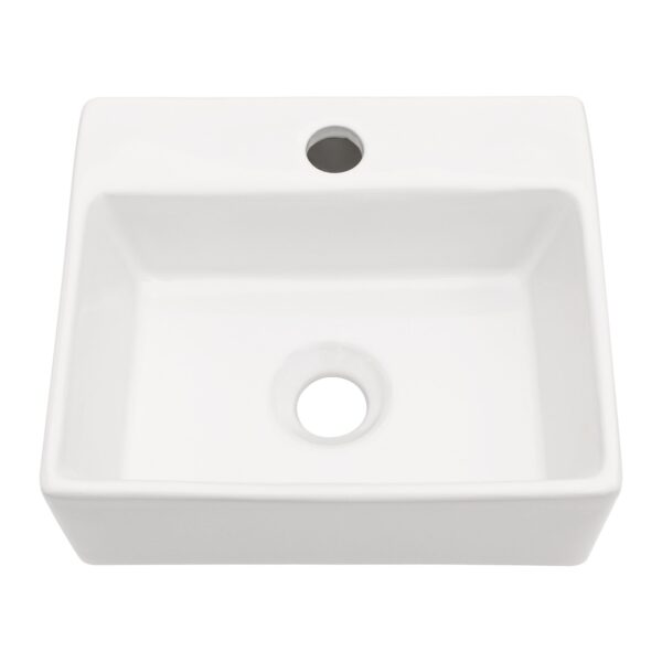 Rectangle Wall Mount Bathroom Sink With Single Faucet Hole - White