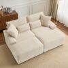 Double Chaise Lounge Set With Reversible Ottoman Soft Corduroy Fabric, Storage Ottomans, USB Port - Beige - Image 2