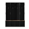 Farmhouse Hall Tree With 4 Hidden Hanging Hooks, Versatile Seating Bench With 8 Doors, Entryway Shoe Cabinet With Open Compartments For Living Room - Black - Image 9