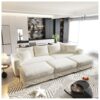 Plush Corduroy 4 Seat Sofa, Modern Comfy Upholstered Sofa Cloud Couch, Deep Seat Couches With Soft Pillows And 3 Ottomans, Convertible Sofa Lounge Chair, For Living Room, Apartment, Office - Beige - Image 2