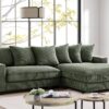 Luxe - Oversized 2 Piece Right Facing Sectional Couches For Living Room, L Shaped Sofa With Chaise - Dark Green - Image 8
