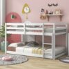 Twin Over Twin Floor Bunk Bed Comfortable - White - Image 2