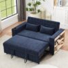 Pull Out Sofa Bed Convertible Couch Loveseat Sofa Modern Sleeper Sofa With Adjustable Backrest For Living Room - Blue - Image 12