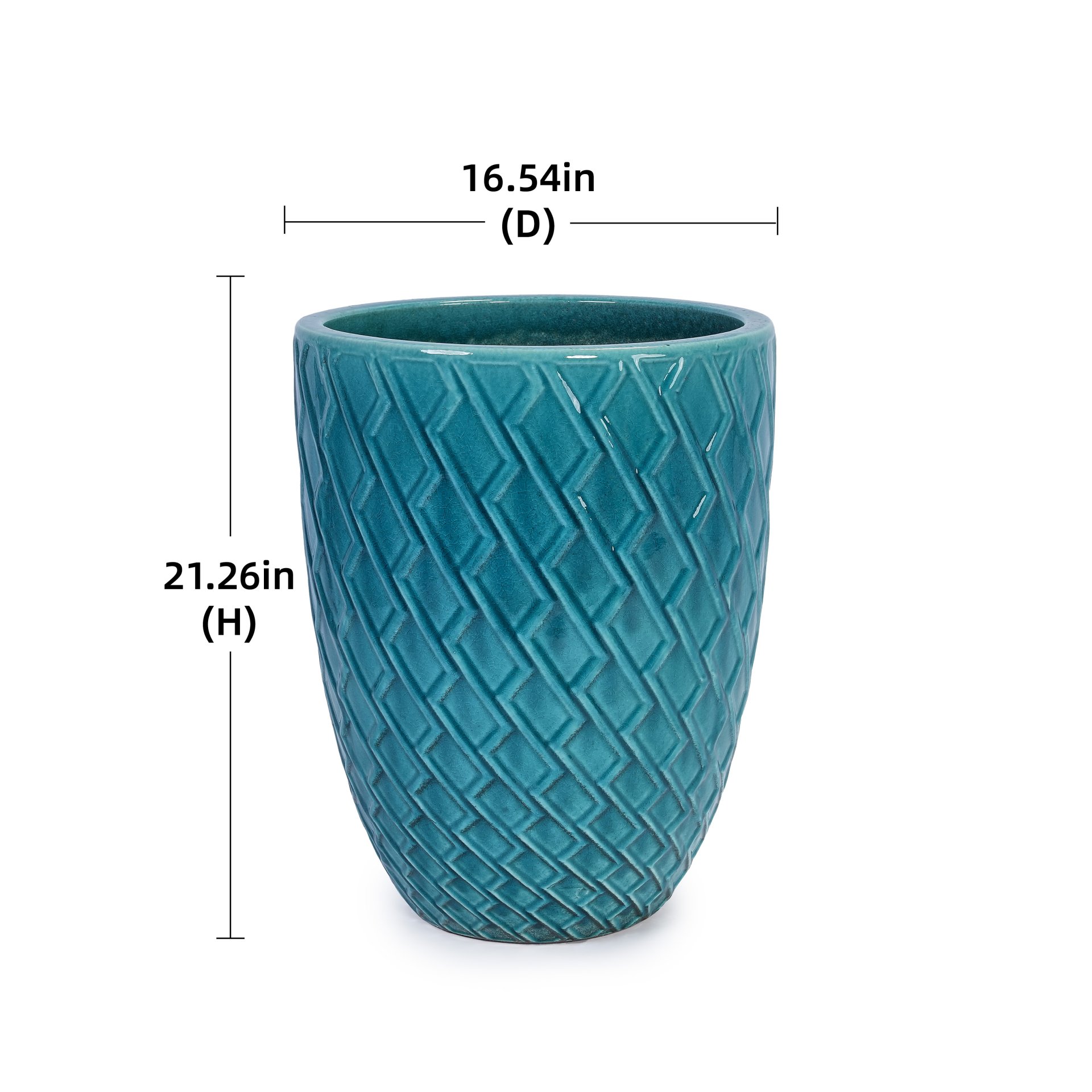 Ceramic Flowerpot, Planter For Patio, Garden Or Windowsill - Cyan - Image 3