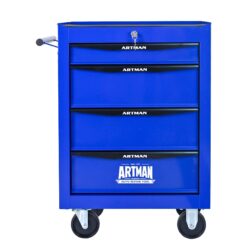 Rolling Metal Tool Chest With 4 Drawers, 20" Steel Storage Cabinet With Ball Bearing Slides - Black / Blue