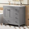 Bathroom Vanity With Sink Combo, Abundant Storage Cabinet With 2 Soft Close Doors And 5 Drawers - Gray - Image 8