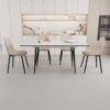 Modern Extendable Dining Table And Chair Set, 2 - 6 People, Table, Chairs, Metal Base - Beige / White - Image 9
