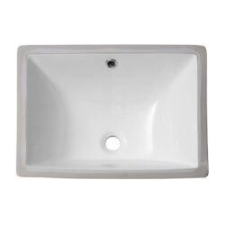 Rectangular Modern Undermount Bathroom Sink With Overflow - White