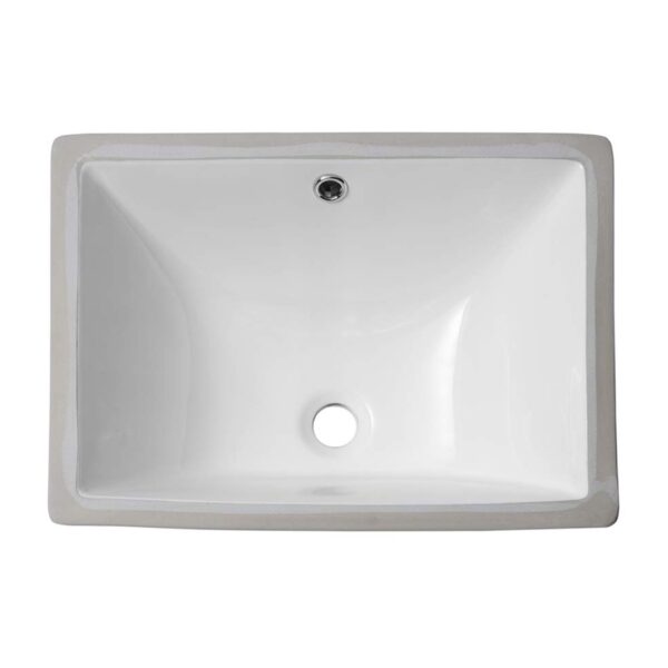 Rectangular Modern Undermount Bathroom Sink With Overflow - White