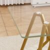 Modern Rectangular Glass Dining Table With Sturdy Metal Legs For Dining Room, Living Room, And Office - Gold - Image 9